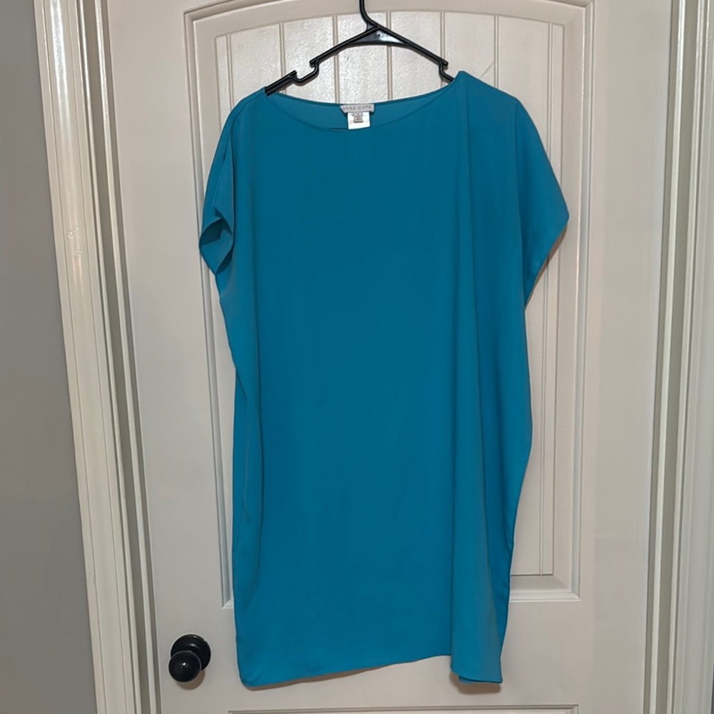 Striking Blue Oversized Cap Sleeve Midi Dress